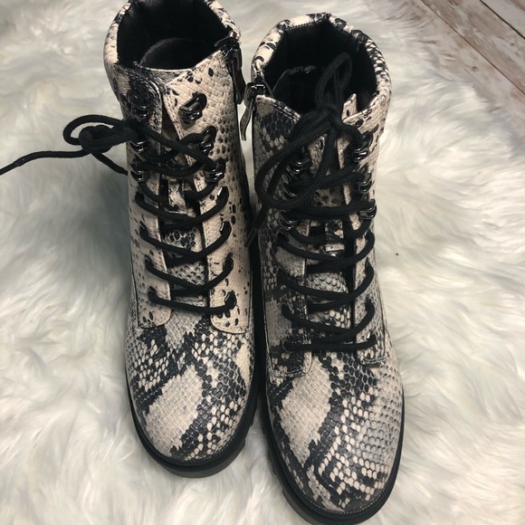 NWT Madden Girl - Black Snake Print Faux Leather Combat Boots - Picture 5 of 6